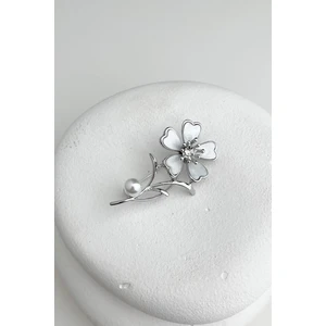 Taş Detaylı Sedefli Yonca Broş (5cm)