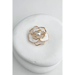 İnci Detaylı Sedef Gül Broş (4cm)