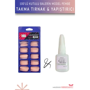 100'LÜ Kutulu Balerin Protez Takma Tırnak + Tırnak Yapıştırıcısı 10GR