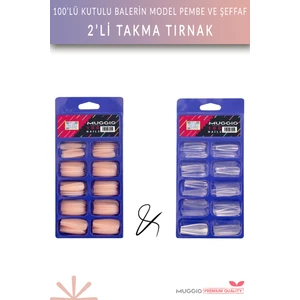 100'LÜ Kutulu Balerin Protez Takma Tırnaklar Pembe + Şeffaf