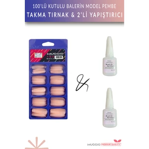100'LÜ Kutulu Balerin Protez Takma Tırnak + Tırnak Yapıştırıcısı 10GR 2'li