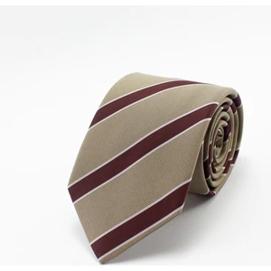 Tisage Erkek Kravat Bej Kırmızı Çizgili