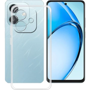 Oppo A3 ile Uyumlu Kılıf Şeffaf Kamera Korumalı Esnek Silikon Telefon Kılıfı Kapak