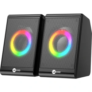 DS100 Kablolu 1+1 6W RGB Aydınlatmalı Stereo Soundbar Masaüstü Hoparlör Siyah