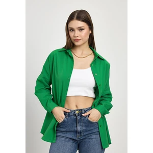 6621A Arkası Robalı Gömlek Benetton Yeşili