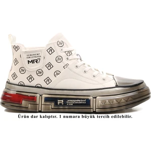 152-18220 Beyaz Hakiki Deri Erkek Hi Sneaker