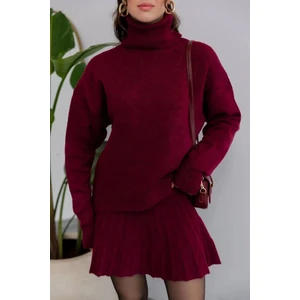 Cistern İstanbul Kadın Boğazlı Kazak Pileli Etek Triko Takım