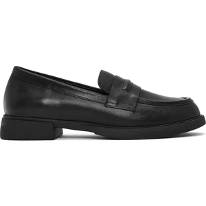 Kadın Siyah Deri Maskülen Loafer 25SFD182318