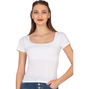 Özkan Underwear Özkan 27419 Kadın Pamuklu Rahat Kısa Kollu Süprem Kumaş Kare Yaka Crop T-Shirt
