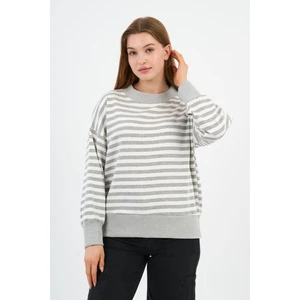 Kadın Bisiklet Yaka Çizgili Sweatshirt (B2400248)