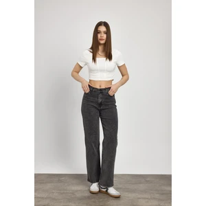 11104 Likralı Bol Paça Pantolon Füme