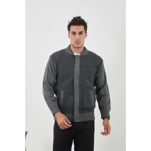 Erkek Yeni Sezon Desenli Büyük Beden Hakim Yaka Astarlı Çelik Örgü Triko Mont
