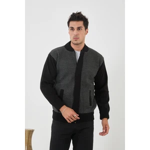 Erkek Yeni Sezon Desenli Büyük Beden Hakim Yaka Astarlı Çelik Örgü Triko Mont