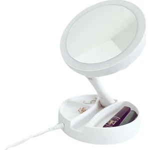 Alsam Kapsam Çift Taraflı Katlanabilir 10x Büyütme 21 Led Işıklı Makyaj Aynası Usb Kablolu