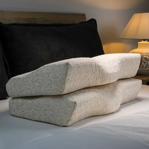 Visco Sleep Ortopedik Yastık Visco Yastık Hermosa Boyun Formu İçin Özel Tasarım Doğal Keten Kılıflı Yastık 60x35x11-7  cm