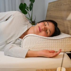 Visco Sleep Ortopedik Yastık Visco Yastık Atella Doğal Viskon Kılıflı Boyun Destekli Yastık 60 x 40 x 14-12  cm