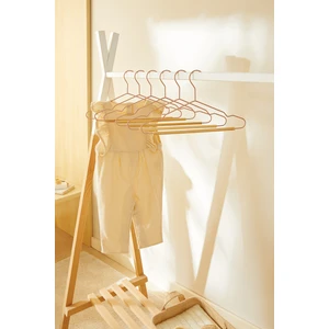 Ocean Home Textile 6'lı Ahşap Destekli Mat Pudra Pembe Renk Kauçuk Kaplamalı Metal Çocuk Giysi Askısı 18 x 32 x 0.3  cm