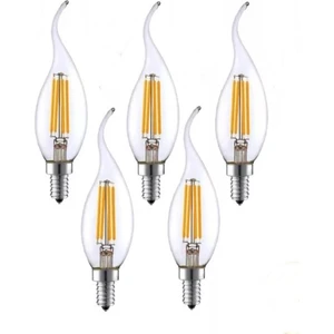 Ucuz Geldi Rustik LED Ampul 4W E14 İnce Duy Gün Işığı 3200K ERD23 5 Adet Lambam Dimmerli Kıvrık Mum Ampul
