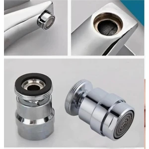 Htm Yapı Kalite Krom Prinç Oynar Başlıklı Perlatör Filitreli Musluk Ucu 360 Derece Döner Perlatör