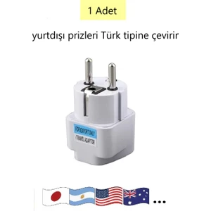Priz Çevirici Dönüştürücü Almanya Çin Japon Amerikan Ing Tipi Fişleri Türk Tipine Dönüştürür