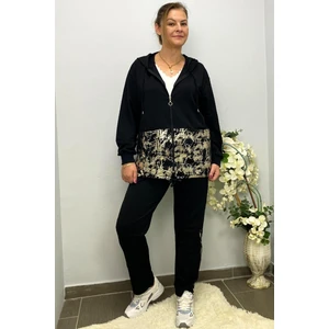 Mia Butik Kadın Siyah Varak Baskı Tasarımlı Takım