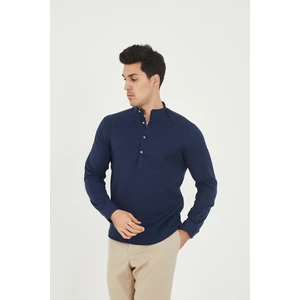 Jack Carısma Yarım Pat Hakim Yaka Pamuklu Likralı Gömlek