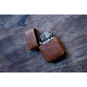 Hakiki Deri Kılıflı Zippo Benzinli Çakmak ,tamamen El Işi Üretim Kahve Renkli