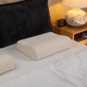 Visco Sleep Ortopedik Yastık Visco Yastık Peon Küçük Ergonomik Yastık Doğal Keten Kılıflı Yastık 45x30x10-7  cm