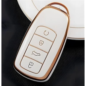 Chery Tiggo 8 Omoda 5 Tiggo 7 Uyumlu Anahtar Kumanda Kılıfı Oto Anahtarlık Beyaz Gold