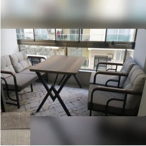 Serdem Dizayn Serdem 2+1+1+Masa Bahçe Balkon Mobilya Takımı Cappicino-Kazayağı