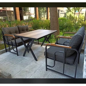 Serdem 2+1+1+Masa Bahçe Balkon Mobilya Takımı Antrasit