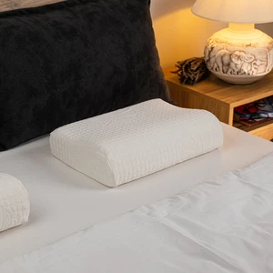 Visco Sleep Ortopedik Yastık Peon Boyun Destekli Visco Yastık Viskon Kılıflı Küçük Ergonomik 45 x 30 x 10-7  cm
