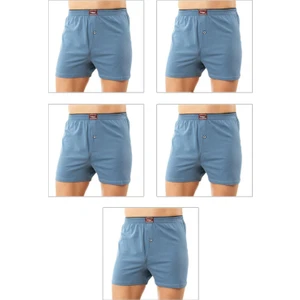 5'li Paket Erkek Şardonlu Pamuklu Düğmeli Penye Boxer