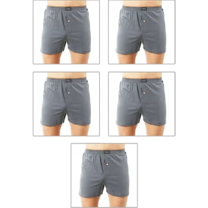5'li Paket Erkek Şardonlu Pamuklu Düğmeli Penye Boxer