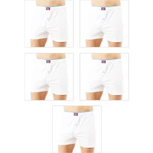 5'li Paket Erkek Şardonlu Pamuklu Düğmeli Penye Boxer