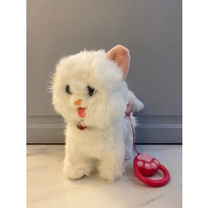 Müzikli Yürüyen Dokununca Miyavlayan Yalayan Kuyruk ve Başını Sallayan Kumandalı Ses Kaydını Tekrarlayan Peluş Beyaz Kedi