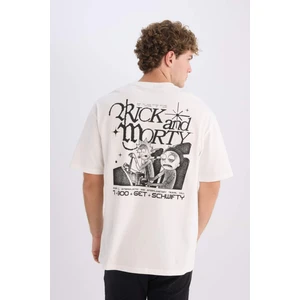 %100 Pamuk Rick and Morty Boxy Fit Bisiklet Yaka Sırt Baskılı Kısa Kollu Tişört D5466AX25SP