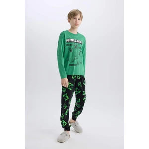 Erkek Çocuk Minecraft Pijama Takımı Bisiklet Yaka Uzun Kollu Üst Beli Lastikli Uzun Alt D7817A825SP