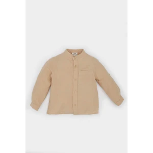 Erkek Bebek Flamlı Poplin Uzun Kollu Basic Düz Gömlek E0283A525SP