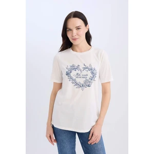 Regular Fit Bisiklet Yaka Baskılı Kısa Kollu Tişört E3026AX25SP