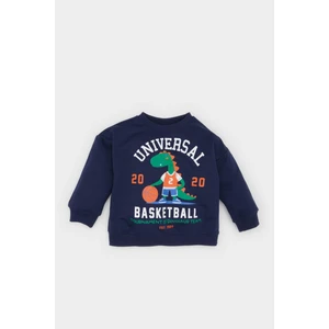 Erkek Bebek Bisiklet Yaka Dinozor Baskılı Sweatshirt E3675A525SP