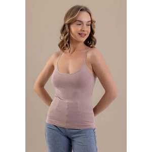 İp Askılı Oval Yaka Pamuklu Basic Kadın Atlet 6305 Pudra