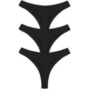 Basic Pamuklu Dantel Detaylı Kadın Tanga 3'lü Paket Külot - 3