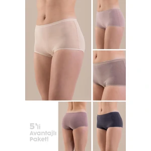 Yüksel Bel Pamuklu Basic Kadın Bato Külot 5li Paket 8806 Renkli