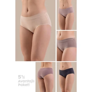 Düşük Bel Pamuklu Basic Kadın Slip Külot 5li Paket 8445 Renkli