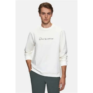 Twn Slim Fit Ekru Düz Sweatshirt