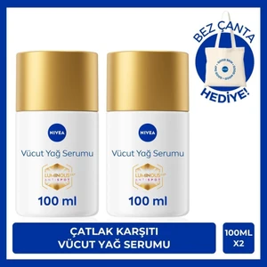 NIVEA Luminous630 Çatlak Karşıtı Yağ Serumu 100ml ve İz Karşıtı Vücut Kremi 200ml, Çanta Hediye, X2 Adet