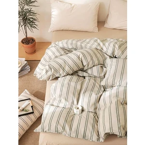 Naturel Stripe Çift Kişilik Nevresim Seti (Çarşafsız)