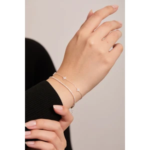 Elika Silver 925 Ayar Gümüş Zarif Su Yolu - Zirkon Taşlı Minimal Bileklik Ikili Set