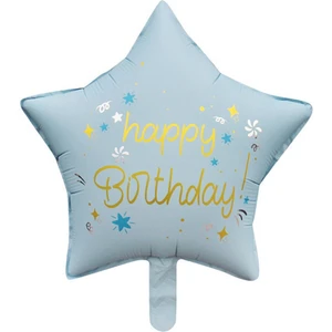 Mavi Happy Birthday Yıldız Folyo Balon 45  cm
